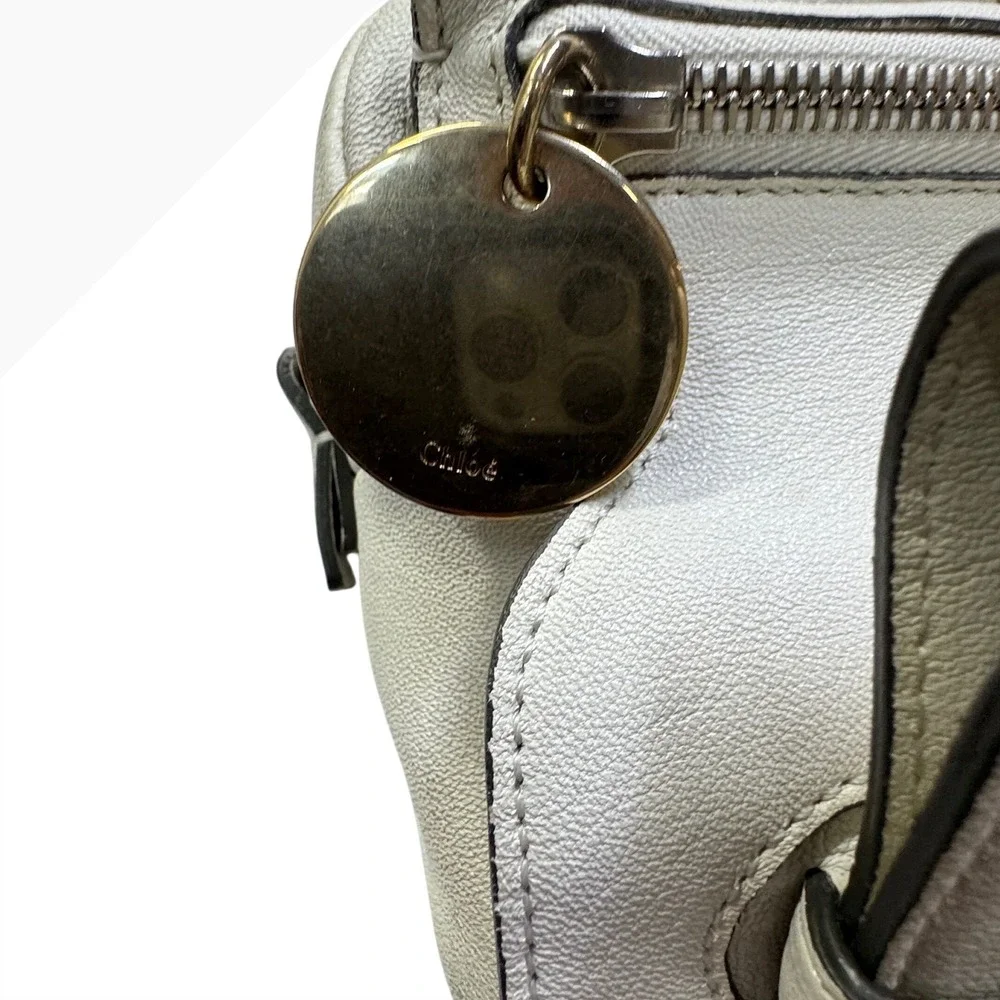 Chloe Saskia White Leather Shoulder Bag Silver Hardware‎ Italy Y2K